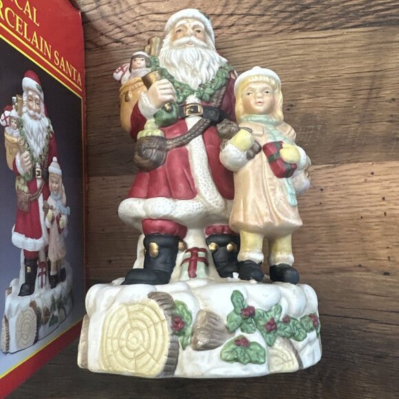 Share The Joy Vintage Musical Porcelain Santa - Picture 2 of 9